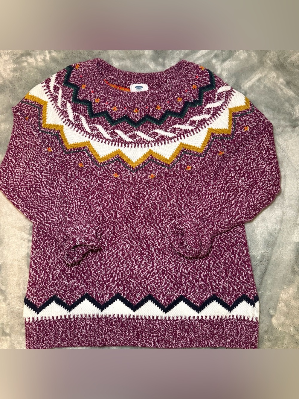 Old Navy Fair Isle Crewneck Sweater - Berry